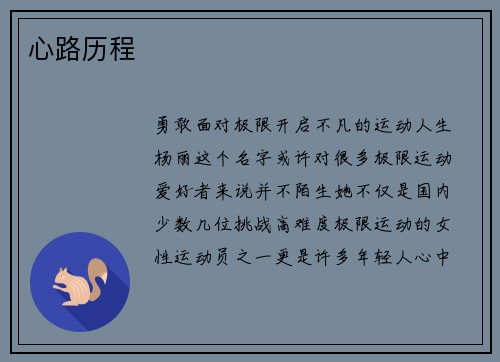 心路历程